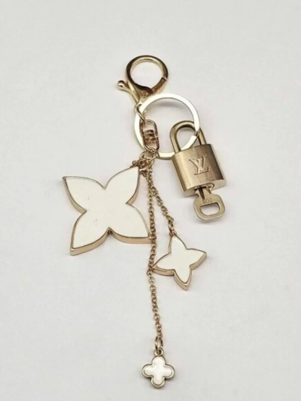 Authentic Louis Vuitton Gold Lock 🔒 Unbranded Flower Keychain Bag Charm LV